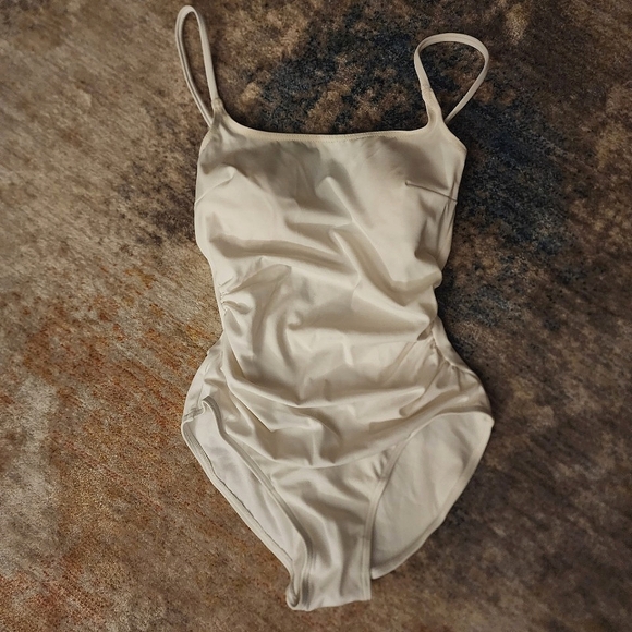 Classic Square Neck, Scoop Back Ruched One Piece Swimsuit/Body Suit - Picture 1 of 13